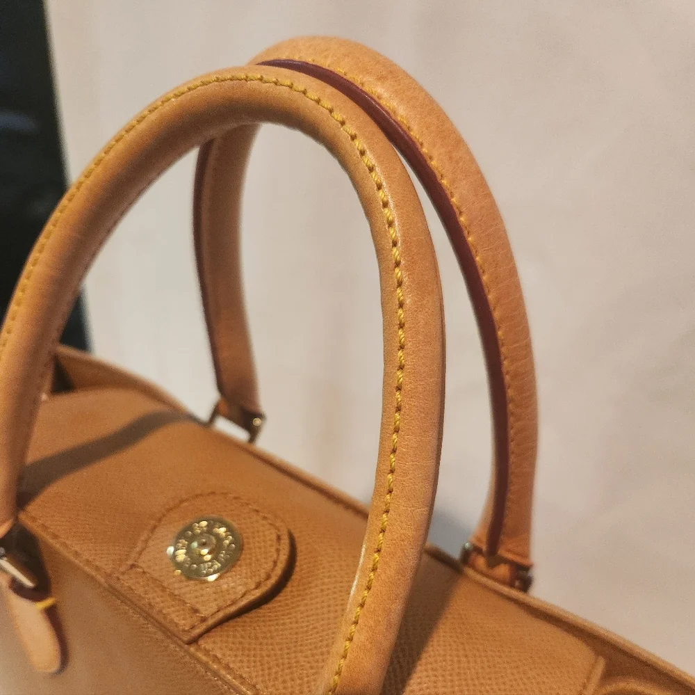 Authentic Dooney & Bourke Janine Satchel Tan Leather FLAWED see description - Picture 15 of 16